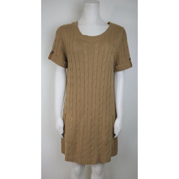 I HEART RONSON - LOVE -  WOMEN'S TAN BROWN SWEATER DRESS - SIZE L - Picture 1 of 5